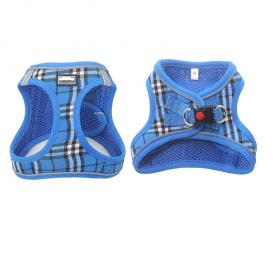 Blue Grid Reflective Dog Step-In Harness 