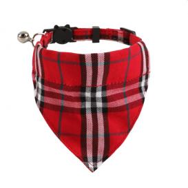 Pet Red Plaid Scarf Collar