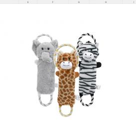Pet squeaky chewing knotted flapping crinkle toys 