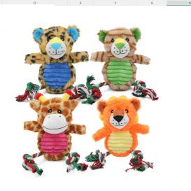 Pet squeaky chewing plush string toys
